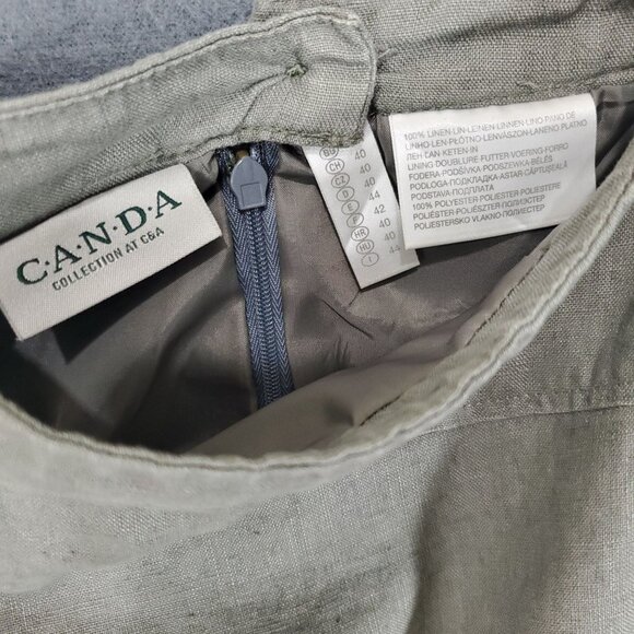 CANDA C&A Womens Skirt US 14 Linen Flutter Tiered Lined Neutral Minimal Coastal - Picture 3 of 10